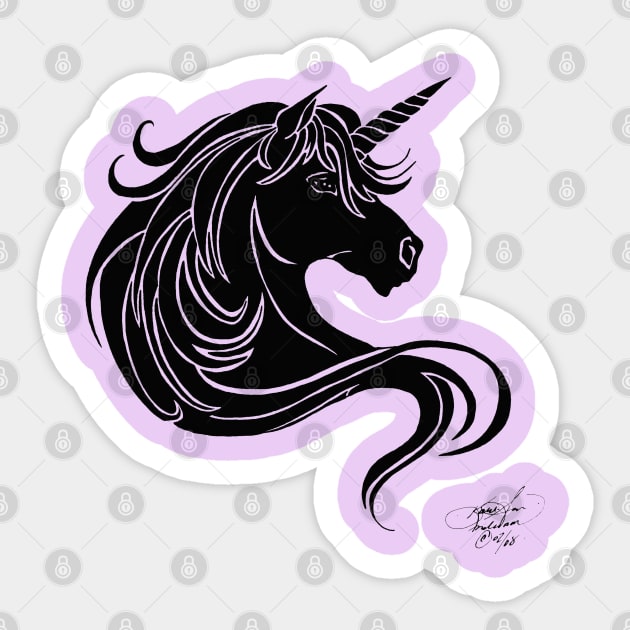 Black Unicorn Sticker by tigressdragon